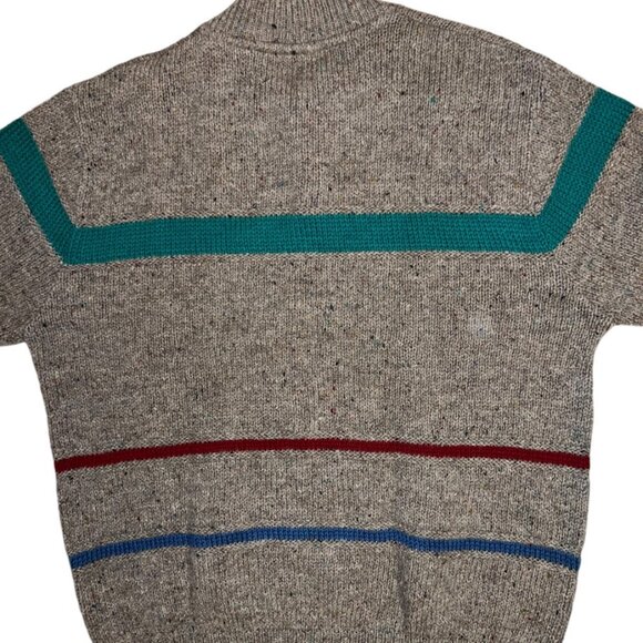 Pendleton Gray Crewneck Sweater with Red, Blue, and Green Stripes - Picture 5 of 5